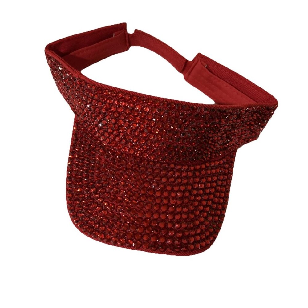 Red Shiny Crystal Hat Bling Sun Visor Baseball Cycling Breathable Dazzled Cap